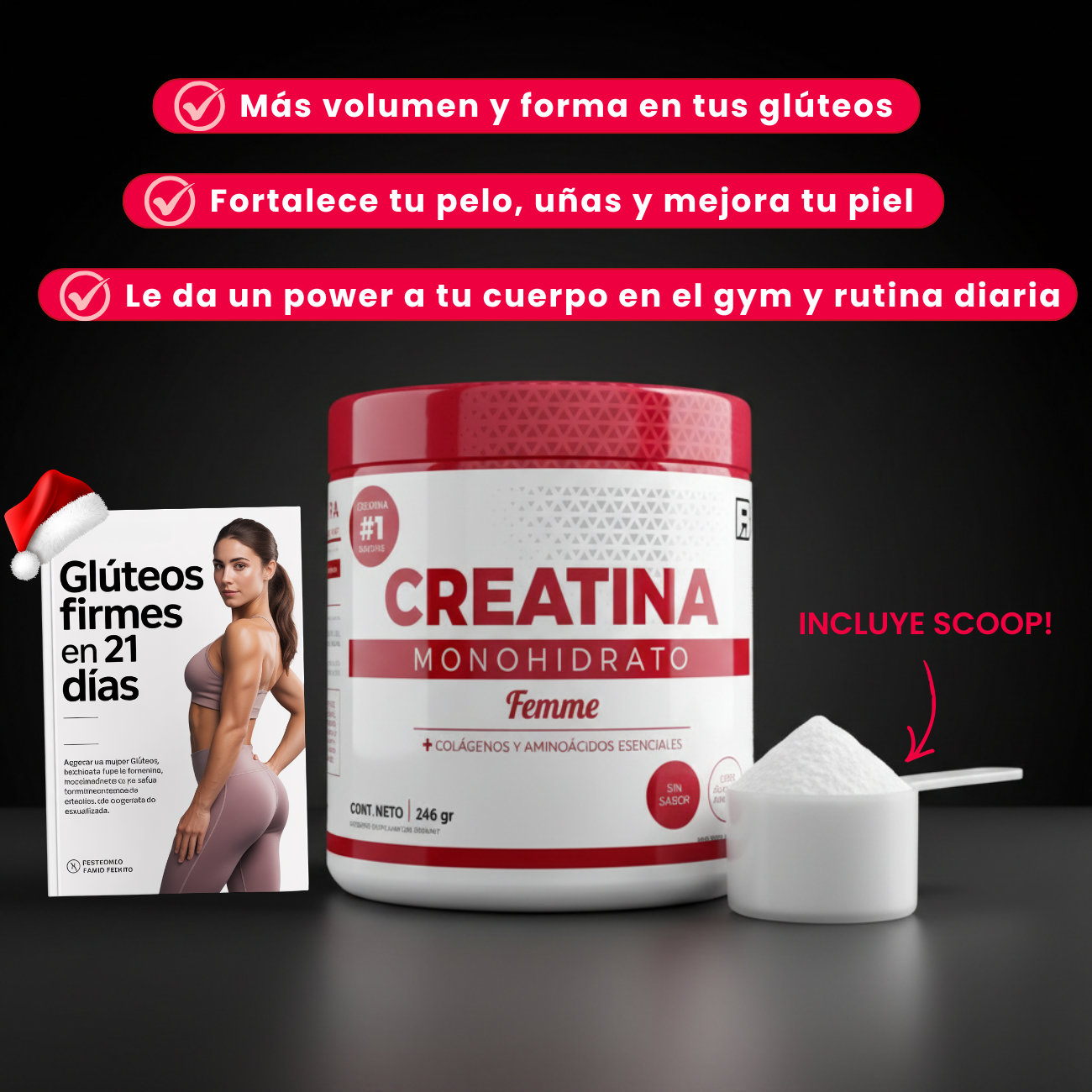Creatina Para Mujeres | Glúteos Firmes +Fuerza +Piel jóven