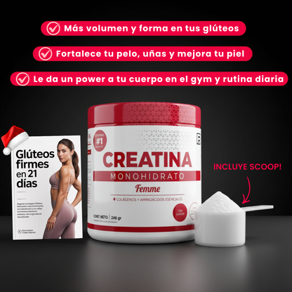 Creatina Para Mujeres | Glúteos Firmes +Fuerza +Piel jóven